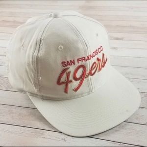 SOLD! - VTG 1990s White 49ers Script Snapback Hat